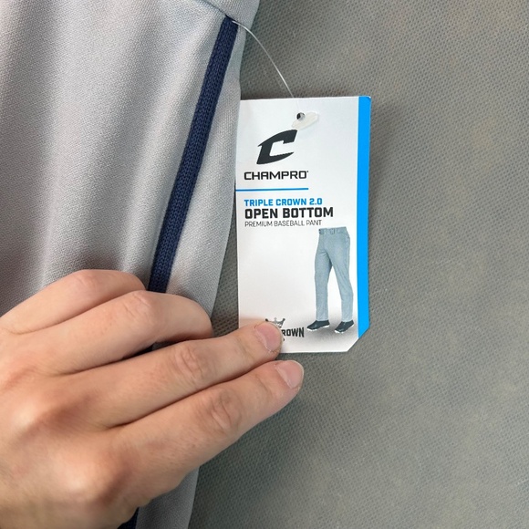 Champro Men's Standard Triple Crown 2.0 Open Bottom Baseball Pants, XL Gray. NWT - Picture 5 of 10